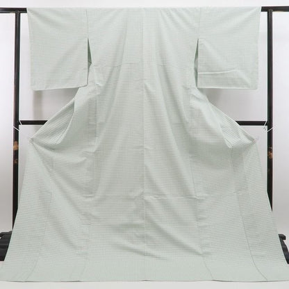 【新古品】tomihisa 新品 単衣 格子柄 着物 正絹 仕付け糸付 小紋 6689