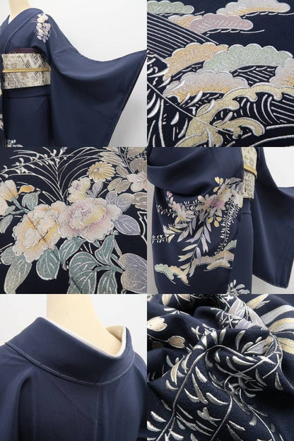 tomihisa 新品 金彩友禅作家 和田光正 落款 桜 着物 正絹 仕付け糸付 トールサイズ”青褐に宿る品格の金彩”訪問着 6914