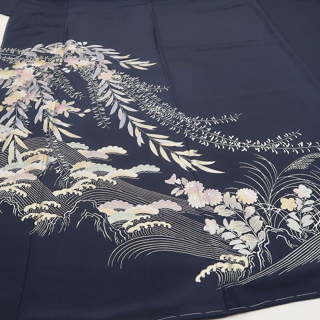 tomihisa 新品 金彩友禅作家 和田光正 落款 桜 着物 正絹 仕付け糸付 トールサイズ”青褐に宿る品格の金彩”訪問着 6914