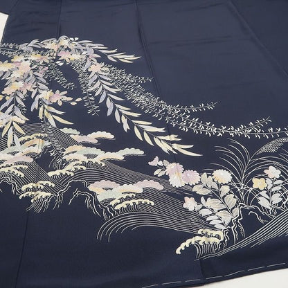 tomihisa 新品 金彩友禅作家 和田光正 落款 桜 着物 正絹 仕付け糸付 トールサイズ”青褐に宿る品格の金彩”訪問着 6914