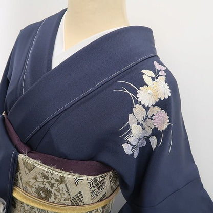 tomihisa 新品 金彩友禅作家 和田光正 落款 桜 着物 正絹 仕付け糸付 トールサイズ”青褐に宿る品格の金彩”訪問着 6914