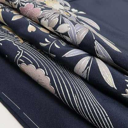 tomihisa 新品 金彩友禅作家 和田光正 落款 桜 着物 正絹 仕付け糸付 トールサイズ”青褐に宿る品格の金彩”訪問着 6914