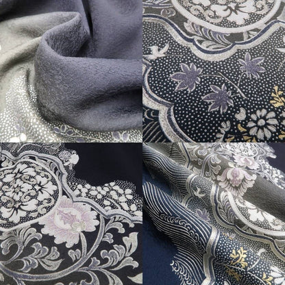 tomihisa 新品 金彩友禅作家 和田光正 落款 唐花 着物 正絹 仕付け糸付 トールサイズ”紫黒に浮かぶ金彩の煌めき”訪問着 6916