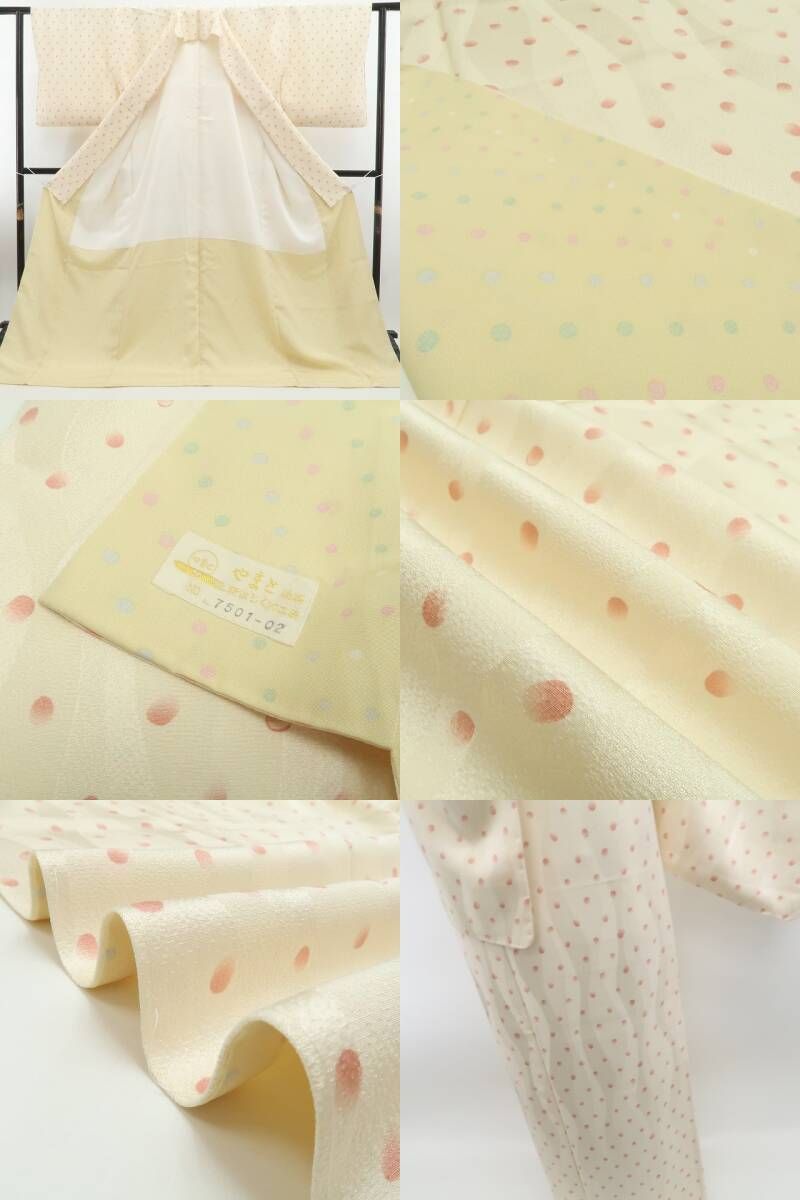 tomihisa 新品 やまと誂製 ゴールドラベル“お洒落小紋に笑顔を添えれば貴女に芽生える素敵な予感”着物 正絹 仕付け糸付 小紋 6936