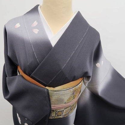 tomihisa 新品 桜×さくらんぼ モノトーン 着物 仕付け糸付 トールサイズ”上品な佇まいに愛らしさを添えるさくらんぼ”訪問着 6950