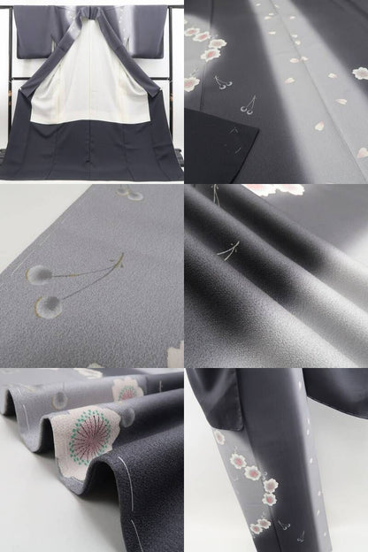 tomihisa 新品 桜×さくらんぼ モノトーン 着物 仕付け糸付 トールサイズ”上品な佇まいに愛らしさを添えるさくらんぼ”訪問着 6950