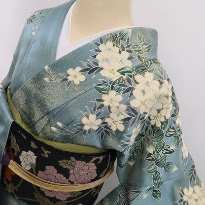 tomihisa 美品 胡蝶蘭 金通し 落款 着物 仕付け糸付 作家物 トールサイズ”幸福を運び晴れの日を彩る胡蝶蘭”訪問着 6954