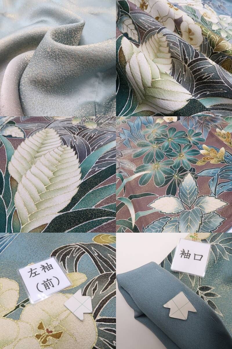tomihisa 美品 胡蝶蘭 金通し 落款 着物 仕付け糸付 作家物 トールサイズ”幸福を運び晴れの日を彩る胡蝶蘭”訪問着 6954
