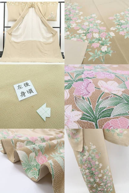 tomihisa 新品 手描き友禅 落款 着物 正絹 仕付け糸付”静けさに花ひらく手描き友禅”訪問着 6956