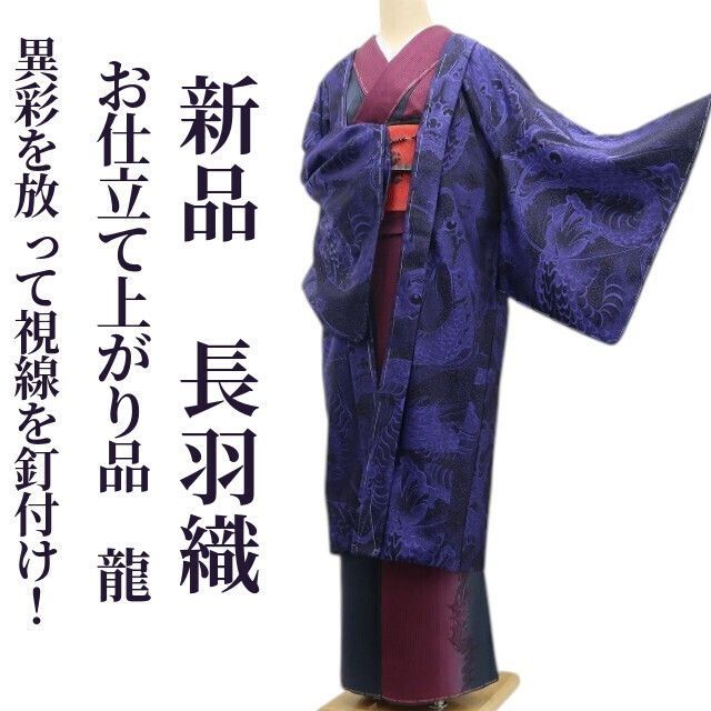 tomihisa 新品 お仕立て上がり品 龍 ドラゴン 着物“異彩を放って視線を釘付け！”仕付け糸付 ロング丈 お召地 長羽織 6959