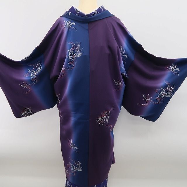 tomihisa 新品 お仕立て上がり品 京印伝 鳥 縦暈し“夢見て叶う自分だけのプレミアム”着物 仕付け糸付 ロング丈 長羽織 6961