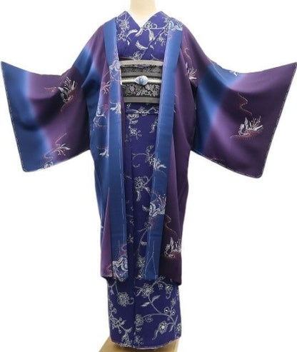 tomihisa 新品 お仕立て上がり品 京印伝 鳥 縦暈し“夢見て叶う自分だけのプレミアム”着物 仕付け糸付 ロング丈 長羽織 6961