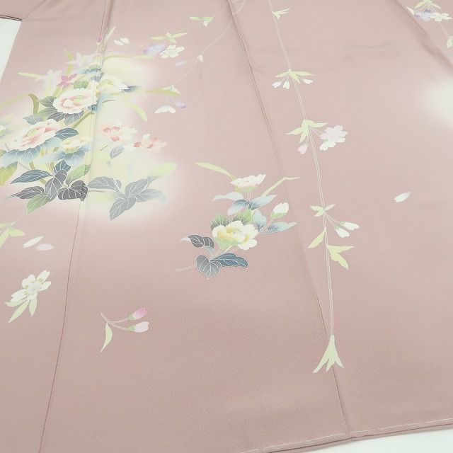 tomihisa 新品 手描き友禅 椿 着物 正絹 仕付け糸付”椿が語る上品な華やかさ”訪問着 6978
