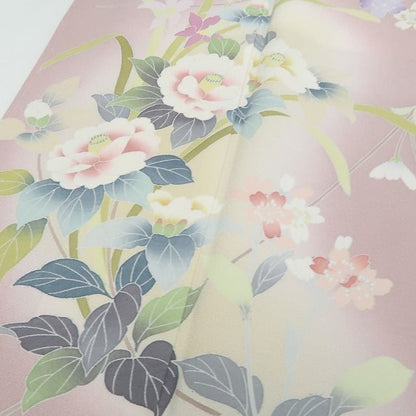 tomihisa 新品 手描き友禅 椿 着物 正絹 仕付け糸付”椿が語る上品な華やかさ”訪問着 6978