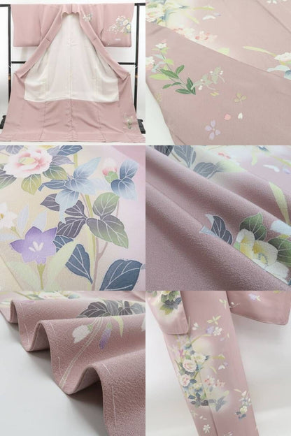 tomihisa 新品 手描き友禅 椿 着物 正絹 仕付け糸付”椿が語る上品な華やかさ”訪問着 6978