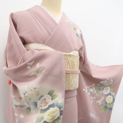 tomihisa 新品 手描き友禅 椿 着物 正絹 仕付け糸付”椿が語る上品な華やかさ”訪問着 6978