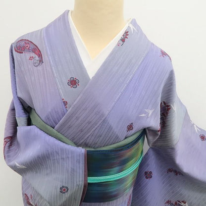 tomihisa 新品 前田仁仙 落款 ペイズリー 暈し 着物 正絹 仕付け糸付”品と洒落が響き合うペイズリーの魔法”小紋 6986