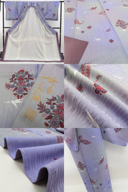 tomihisa 新品 前田仁仙 落款 ペイズリー 暈し 着物 正絹 仕付け糸付”品と洒落が響き合うペイズリーの魔法”小紋 6986