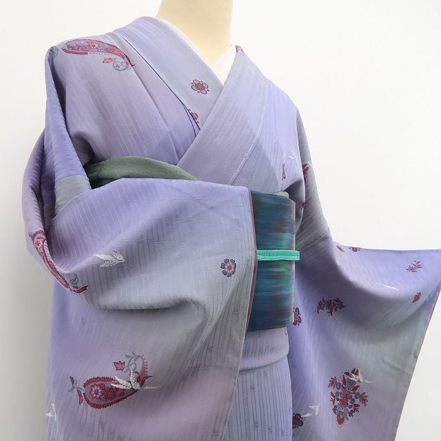 tomihisa 新品 前田仁仙 落款 ペイズリー 暈し 着物 正絹 仕付け糸付”品と洒落が響き合うペイズリーの魔法”小紋 6986