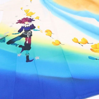 【中古】tomihisa 絵本作家 永田萠 メルヘン 銀通し 着物 正絹 成人式 振袖 7003
