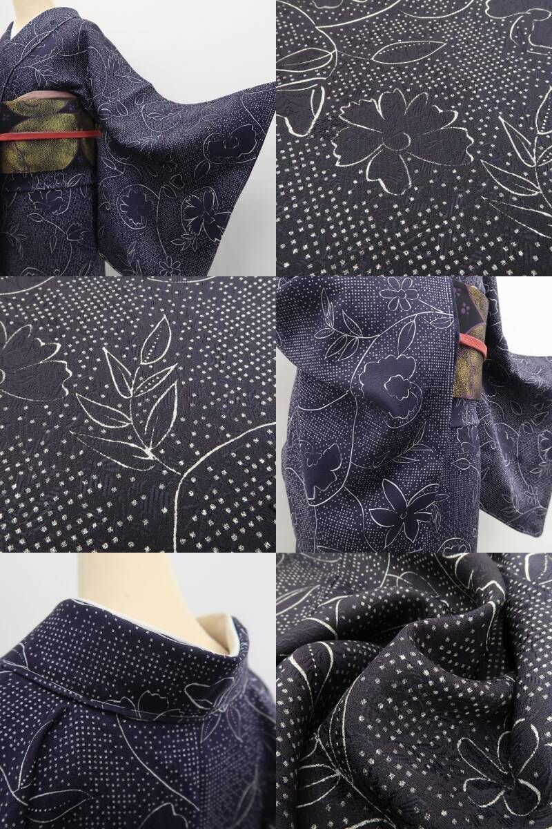 tomihisa 新品 一刀彫 着物 正絹“心射止めて振り返るお洒落小紋の花語り”仕付け糸付 小紋 7003