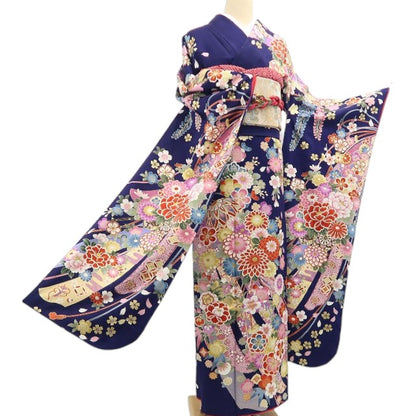 【中古】tomihisa 美品 着物 正絹 成人式 トールサイズ 振袖 7004