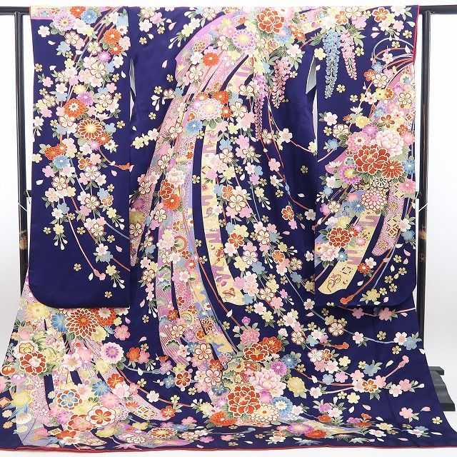 【中古】tomihisa 美品 着物 正絹 成人式 トールサイズ 振袖 7004