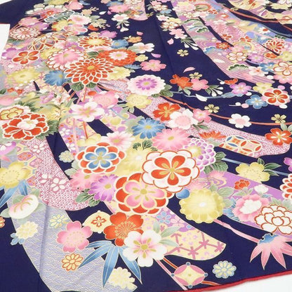 【中古】tomihisa 美品 着物 正絹 成人式 トールサイズ 振袖 7004