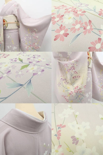 tomihisa 新品 京加賀友禅 松本健一 落款 着物 正絹 仕付け糸付”淡く香る花々で装いに上品な華を添えて”訪問着 7005