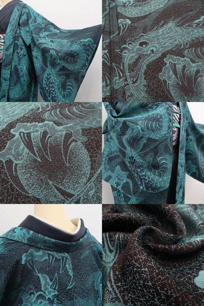 tomihisa 新品 お仕立て上がり品 ドラゴン 鳥獣戯画 着物“視線を釘付け！個性の先に見えるもの”仕付け糸付 ロング丈 長羽織 7076