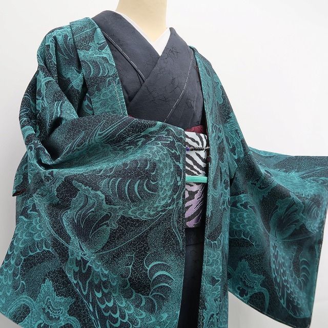 tomihisa 新品 お仕立て上がり品 ドラゴン 鳥獣戯画 着物“視線を釘付け！個性の先に見えるもの”仕付け糸付 ロング丈 長羽織 7076
