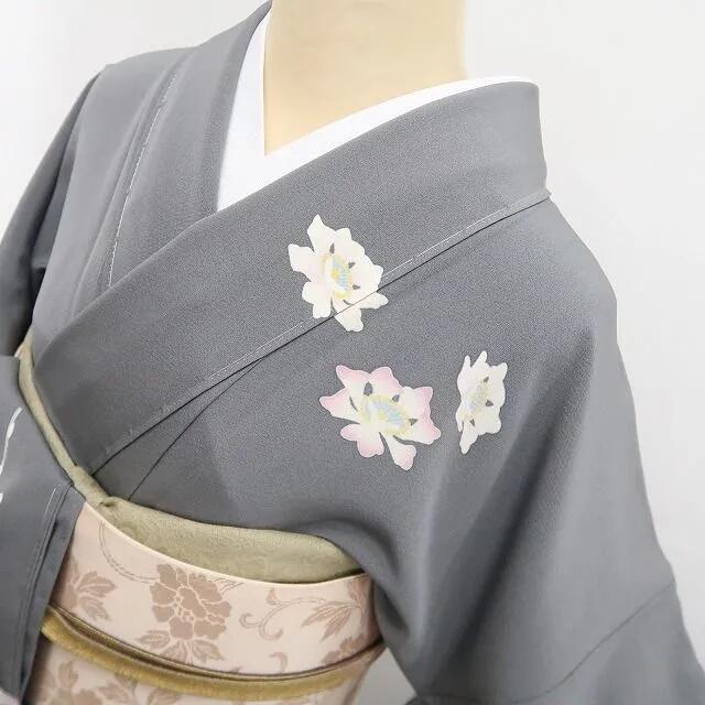 【中古】tomihisa 美品 手描き友禅 落款 着物 正絹 仕付け糸付 作家物 訪問着 7378