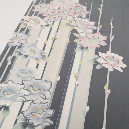 【中古】tomihisa 美品 手描き友禅 落款 着物 正絹 仕付け糸付 作家物 訪問着 7378