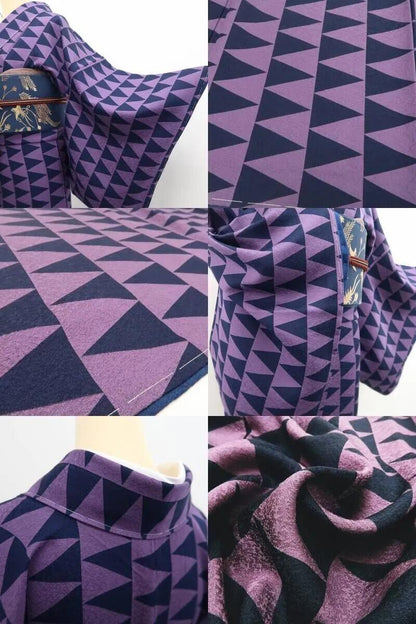 【新古品】tomihisa 新品 斉藤三才 落款 幾何学模様 着物 正絹 仕付け糸付 小紋 7386