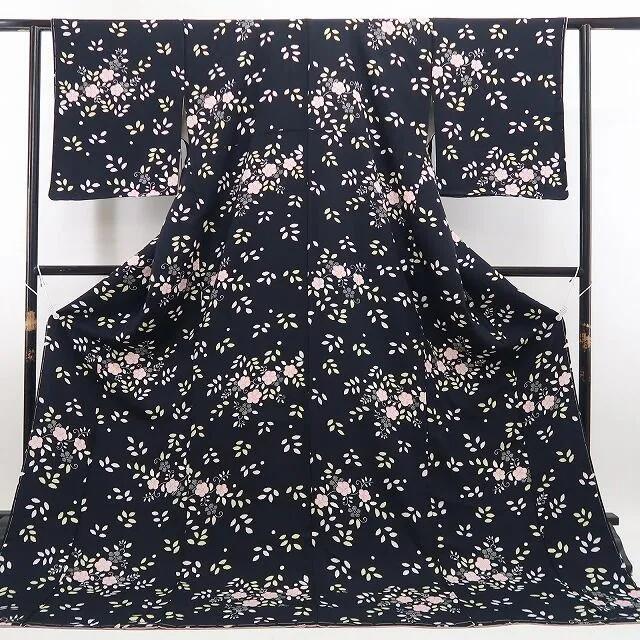 【中古】tomihisa 美品 着物 正絹 仕付け糸付 小紋 7387