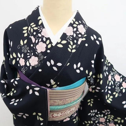 【中古】tomihisa 美品 着物 正絹 仕付け糸付 小紋 7387