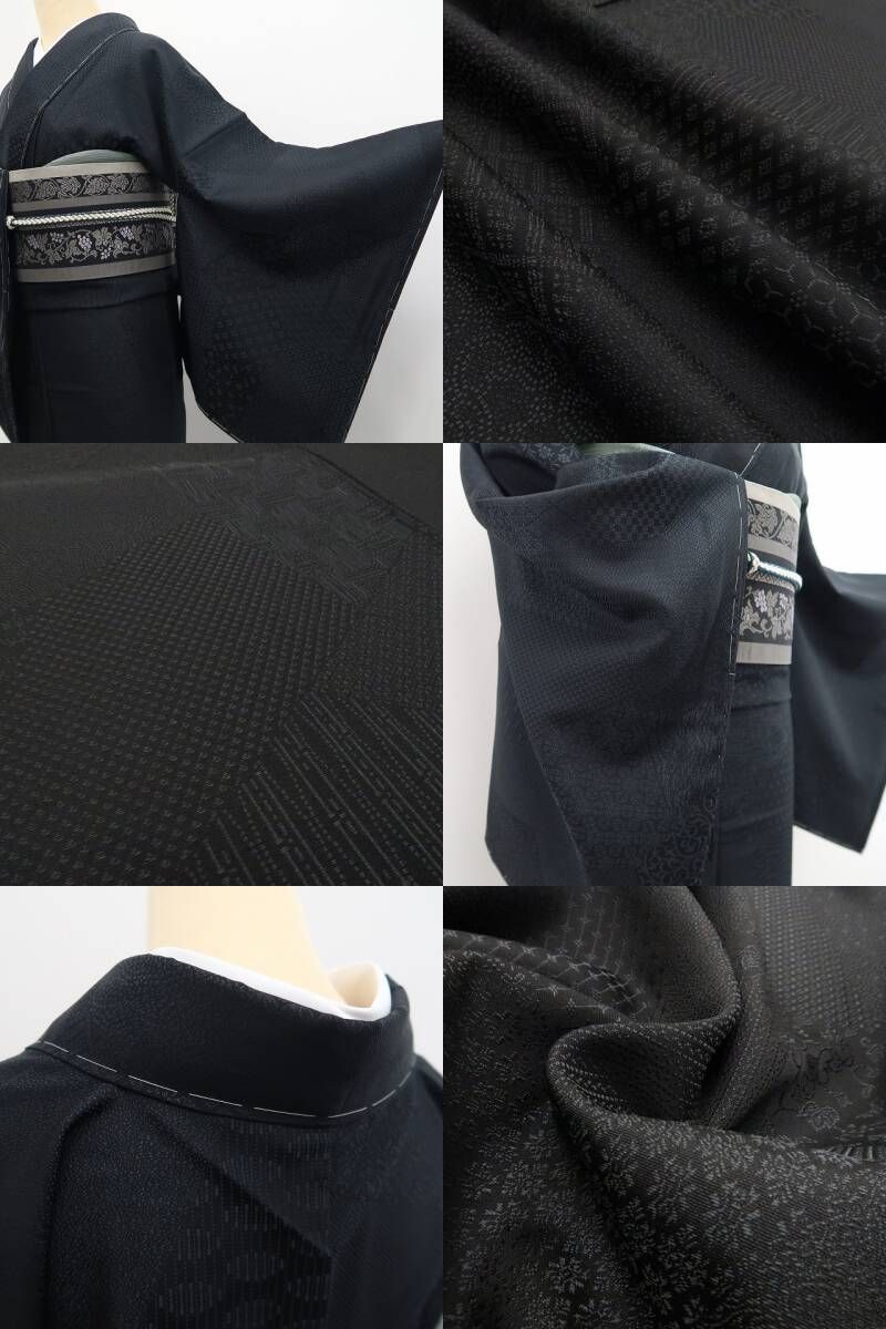 【新古品】tomihisa 新品 寄せ柄 着物 正絹 仕付け糸付 お召 7397