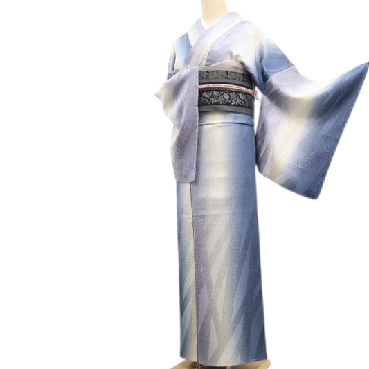 【新古品】tomihisa 新品 暈し 着物 正絹 仕付け糸付 トールサイズ 小紋 7423