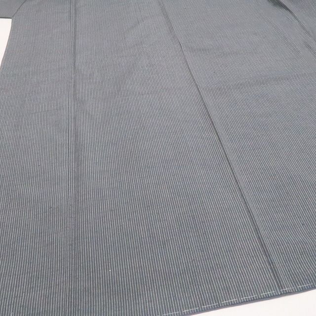 【中古】tomihisa 美品 奥順謹製 はたおり娘 縦縞 着物 正絹 証紙付 仕付け糸付 結城紬 7425