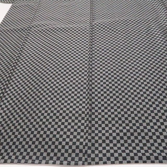【新古品】tomihisa 新品 市松 モノトーン 着物 正絹 仕付け糸付 お召 7426