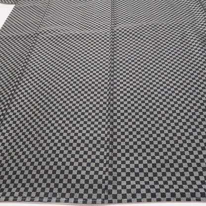 【新古品】tomihisa 新品 市松 モノトーン 着物 正絹 仕付け糸付 お召 7426