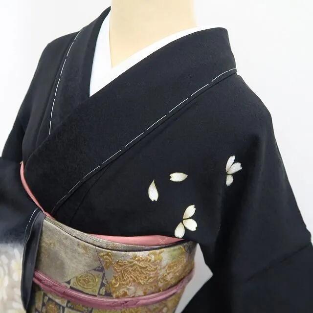 【新古品】tomihisa 新品 桜 モノトーン 着物 正絹 仕付け糸付 訪問着 7438