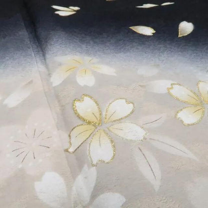 【新古品】tomihisa 新品 桜 モノトーン 着物 正絹 仕付け糸付 訪問着 7438