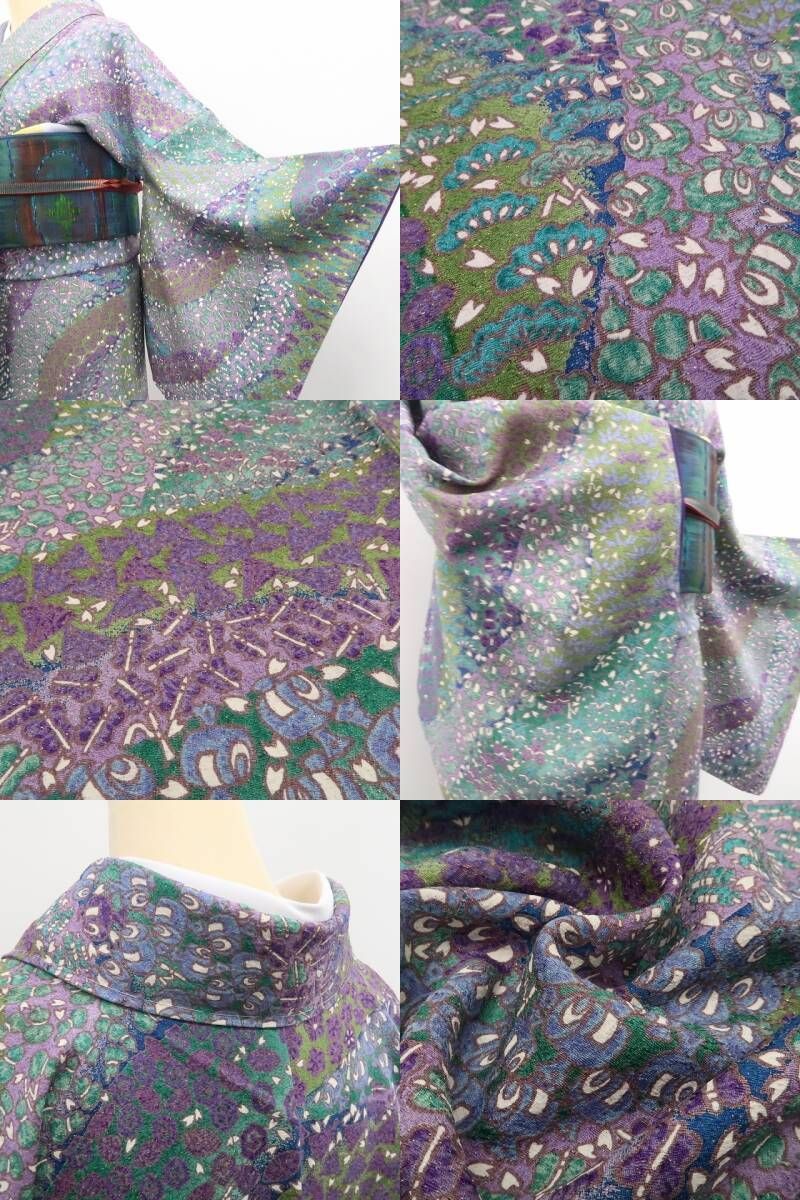 【新古品】tomihisa 新品 宝尽くし 金通し 松竹梅 桜 着物 正絹 仕付け糸付 小紋7441