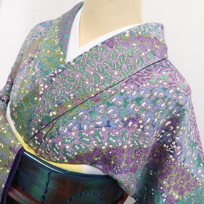 【新古品】tomihisa 新品 宝尽くし 金通し 松竹梅 桜 着物 正絹 仕付け糸付 小紋7441