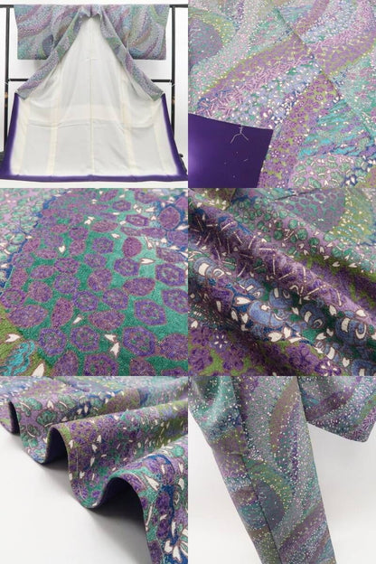 【新古品】tomihisa 新品 宝尽くし 金通し 松竹梅 桜 着物 正絹 仕付け糸付 小紋7441