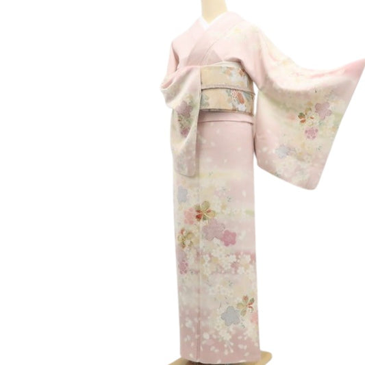 【新古品】tomihisa 新品 桜 金駒刺繍 着物 正絹 仕付け糸付 訪問着 7444