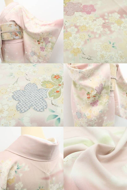 【新古品】tomihisa 新品 桜 金駒刺繍 着物 正絹 仕付け糸付 訪問着 7444
