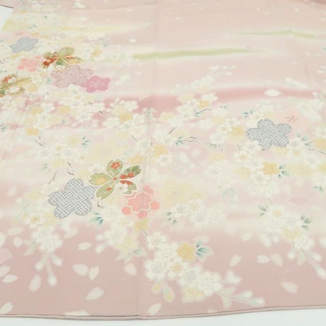 【新古品】tomihisa 新品 桜 金駒刺繍 着物 正絹 仕付け糸付 訪問着 7444