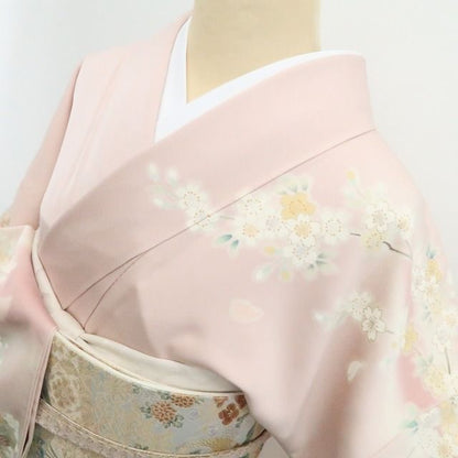【新古品】tomihisa 新品 桜 金駒刺繍 着物 正絹 仕付け糸付 訪問着 7444
